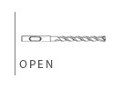 line drawing of drill bit with the words 'open' at the bottom