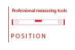 line drawing of spirit level with the words in red 'professional measuring tools' at the top and 'position' at the bottom